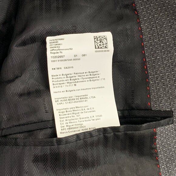 Boss Hugo Blazer Jacket Mens 40 R Jefferey Simmons182 Lanificio Di Tollegno Gray - Picture 12 of 15